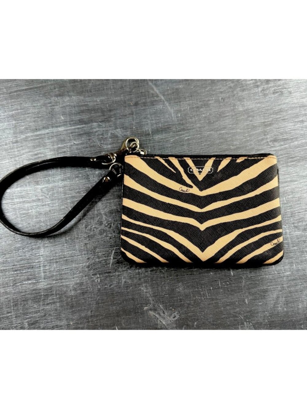 Coach 2000s Wristlet Wallet Clutch F51099 Zebra Print Retro Going Out Y2K EUC
